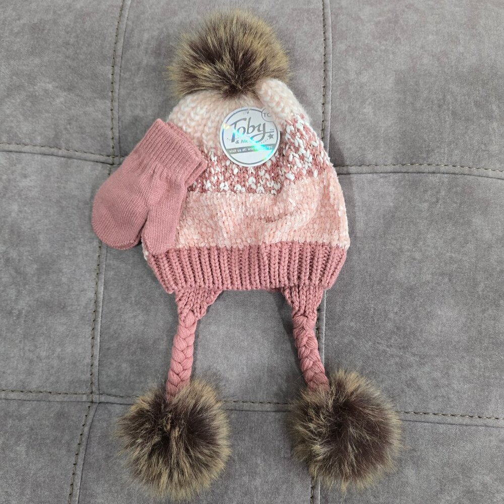 NWT Toby & Me Toddler Nora Hat and Mitten Set